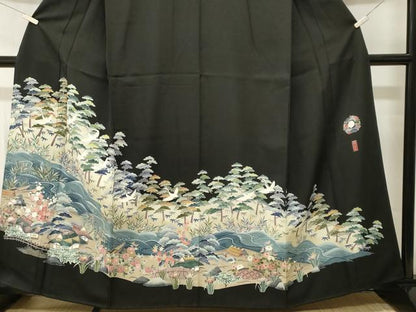 平和屋着物■豪華黒留袖　作家物　飛鶴松竹御所解文　正絹　逸品　CABI8262ev