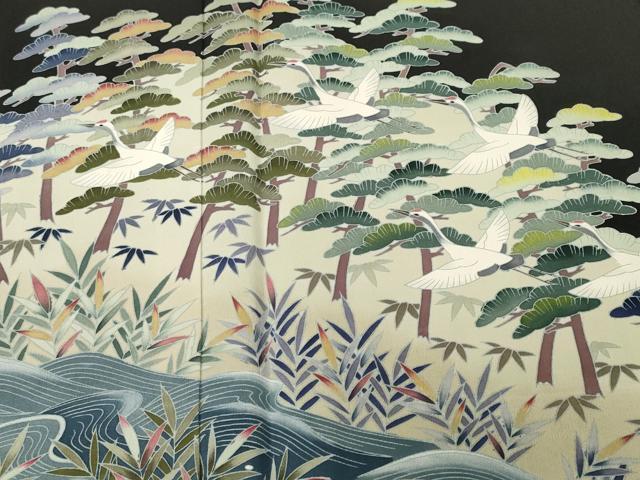 平和屋着物■豪華黒留袖　作家物　飛鶴松竹御所解文　正絹　逸品　CABI8262ev