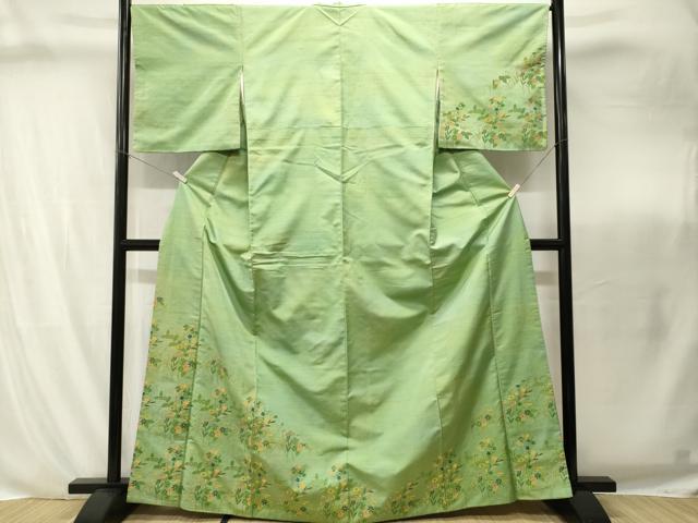 平和屋着物■京の名門・菱屋六右ェ門　紬　訪問着　草花文　正絹　逸品　CABI8266ev