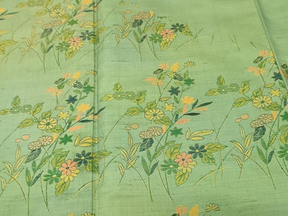 平和屋着物■京の名門・菱屋六右ェ門　紬　訪問着　草花文　正絹　逸品　CABI8266ev