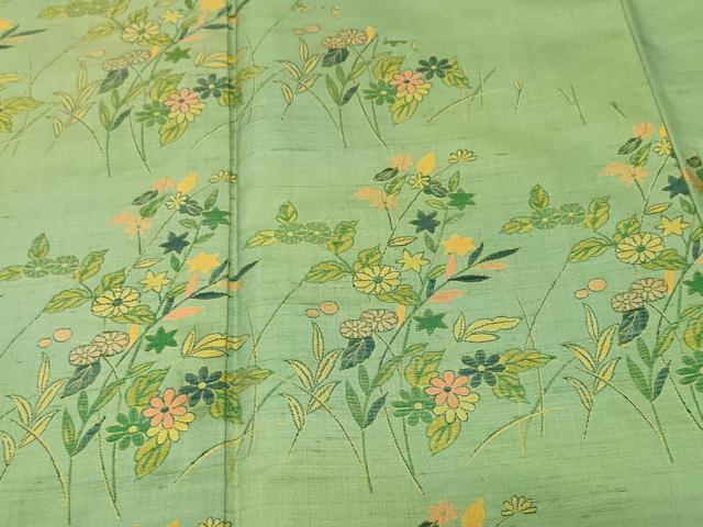 平和屋着物■京の名門・菱屋六右ェ門　紬　訪問着　草花文　正絹　逸品　CABI8266ev