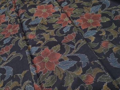 平和屋着物■上質な紬　枝花唐草文　正絹　逸品　CABI8267ev