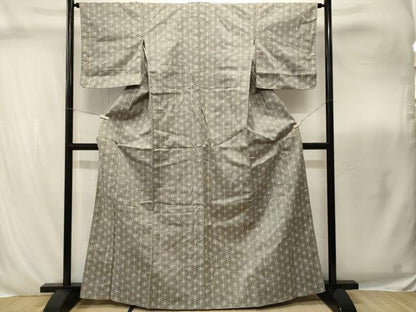 平和屋着物■上質な紬　麻の葉文様　正絹　逸品　CABI8269ev