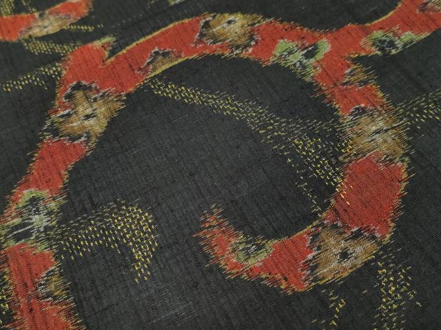 平和屋着物■上質な紬　花唐草文　黒地　正絹　逸品　CABI8273ev