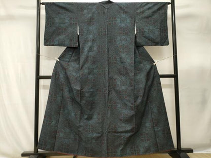 平和屋着物■上質な紬　幾何学文　正絹　逸品　CABI8274ev