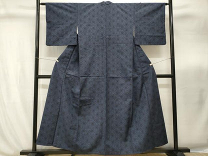 平和屋着物■上質な紬　麻の葉文様　正絹　逸品　CABI8276ev