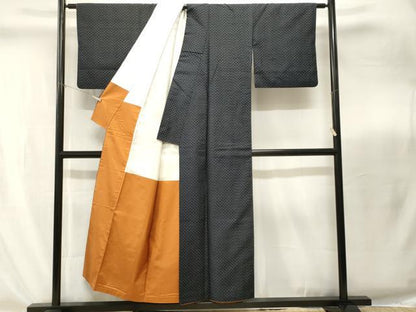 平和屋着物■上質な紬　十字絣文様　正絹　逸品　CABI8281ev