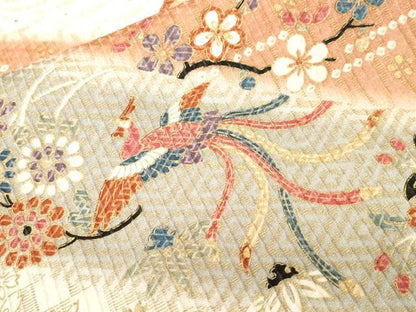 平和屋着物■上質な小紋　斜線鳳凰亀甲花蝶文　金彩　正絹　逸品　CABI8282ev