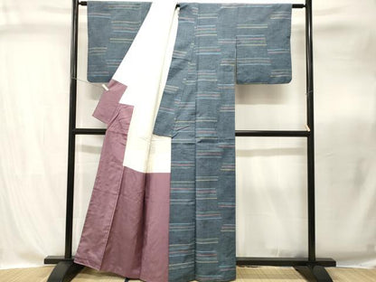 平和屋着物■上質な紬　横段文　正絹　逸品　CABI8287ev