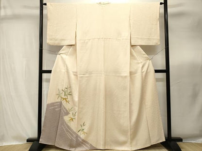 平和屋着物■訪問着　刺繍　絞り　笹　草木文　正絹　逸品　CABI8290ev