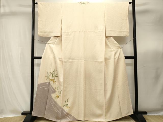 平和屋着物■訪問着　刺繍　絞り　笹　草木文　正絹　逸品　CABI8290ev