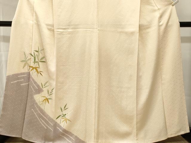 平和屋着物■訪問着　刺繍　絞り　笹　草木文　正絹　逸品　CABI8290ev