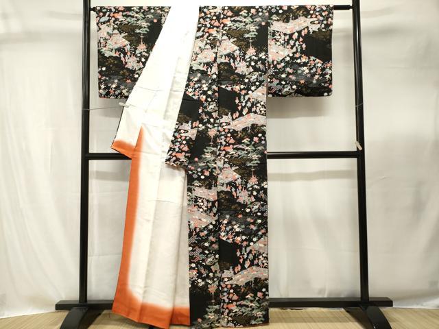 平和屋着物■上質な小紋　鉾　人物御所解文　黒地　金彩　正絹　逸品　CABI8293ev