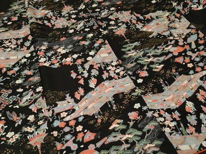 平和屋着物■上質な小紋　鉾　人物御所解文　黒地　金彩　正絹　逸品　CABI8293ev