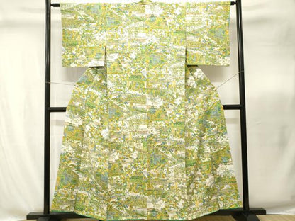 平和屋着物■上質な小紋　人物風景文　暈し染め　正絹　逸品　CABI8294ev