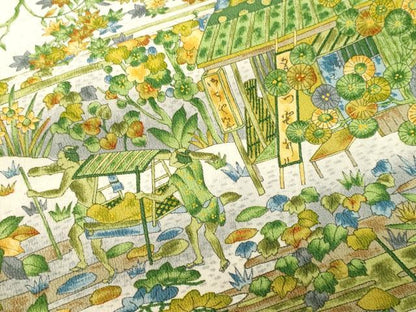 平和屋着物■上質な小紋　人物風景文　暈し染め　正絹　逸品　CABI8294ev