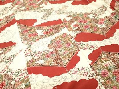 平和屋着物■上質な小紋　雲取り草花松文　正絹　逸品　CABI8295ev