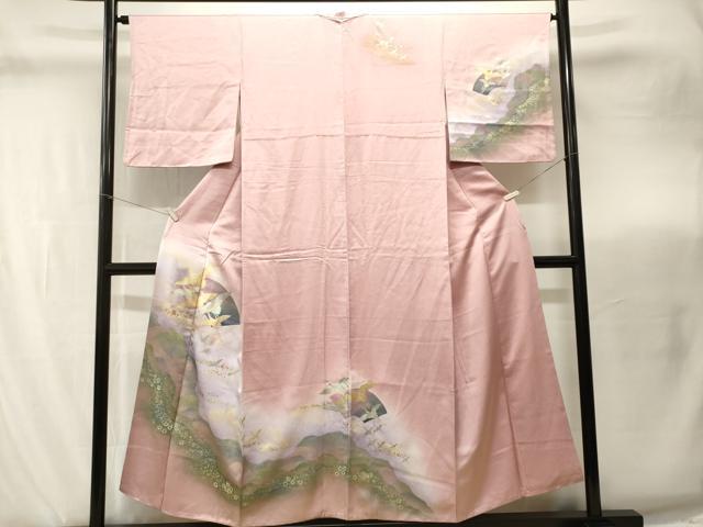 平和屋着物■訪問着　流水扇面飛鶴　暈し染め　金銀彩　正絹　逸品　CABI8296ev