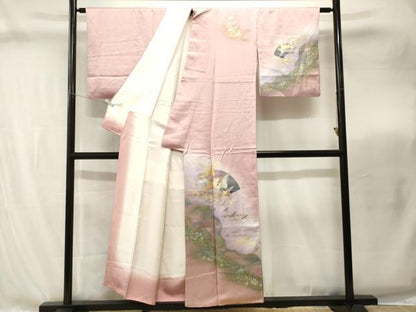 平和屋着物■訪問着　流水扇面飛鶴　暈し染め　金銀彩　正絹　逸品　CABI8296ev