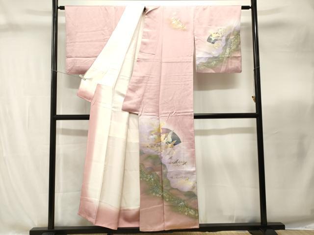 平和屋着物■訪問着　流水扇面飛鶴　暈し染め　金銀彩　正絹　逸品　CABI8296ev