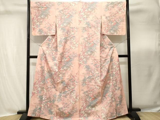 平和屋着物■上質な小紋　尾長鳥御所車松竹梅　金彩　正絹　逸品　CABI8299ev