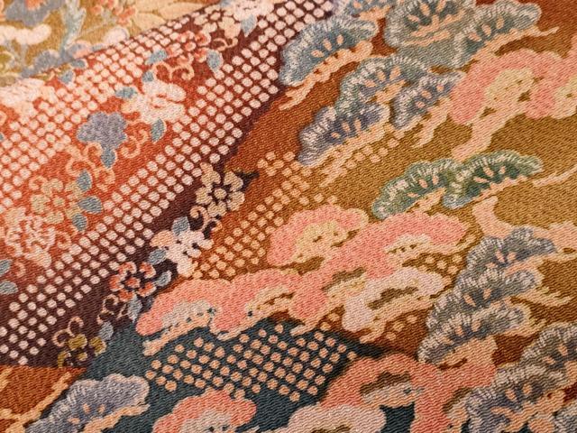 平和屋着物■上質な小紋　松竹梅松皮菱花文　暈し染め　鬼しぼ縮緬　正絹　逸品　CABI8303ev