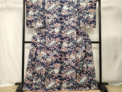 平和屋着物■上質な小紋　松竹梅風景文　鬼しぼ縮緬　正絹　逸品　CABI8304ev