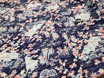 平和屋着物■上質な小紋　松竹梅風景文　鬼しぼ縮緬　正絹　逸品　CABI8304ev