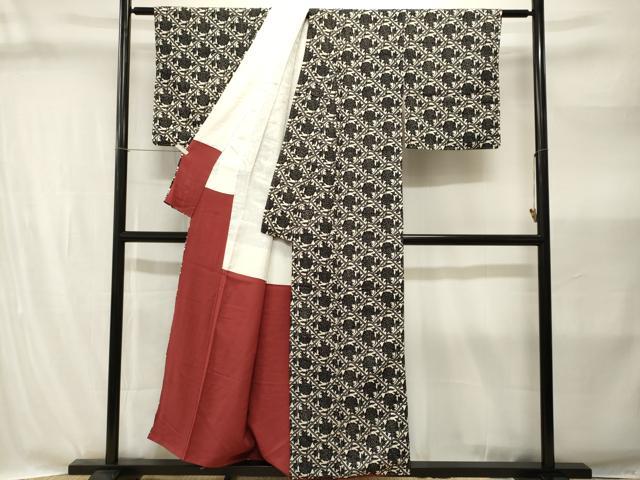 平和屋着物■上質な小紋　紬地　草花文　正絹　逸品　CABI8307ev