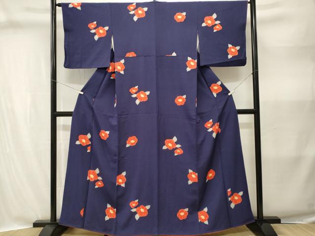 平和屋着物■上質な小紋　椿文　正絹　逸品　CABI8308ev