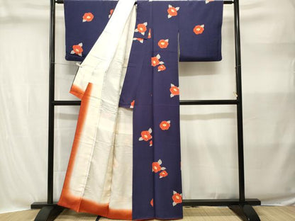 平和屋着物■上質な小紋　椿文　正絹　逸品　CABI8308ev
