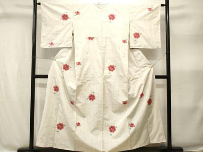 平和屋着物■上質な紬　枝花文　正絹　逸品　CABI8309ev