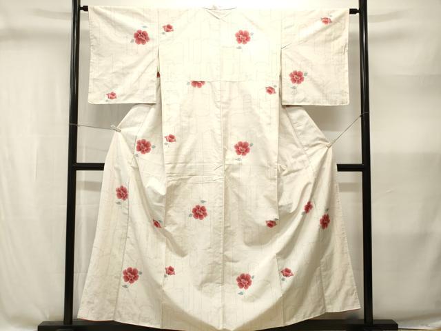 平和屋着物■上質な紬　枝花文　正絹　逸品　CABI8309ev