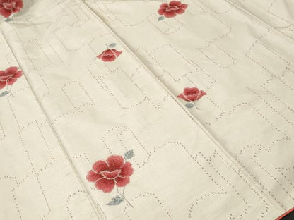平和屋着物■上質な紬　枝花文　正絹　逸品　CABI8309ev