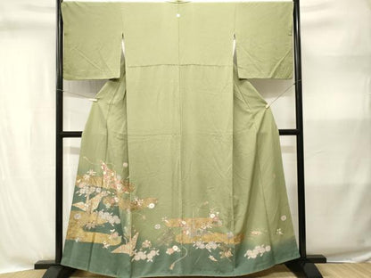 平和屋着物■訪問着　作家物　駒刺繍　折り鶴吉祥花文　金彩　正絹　逸品　CABI8310ev