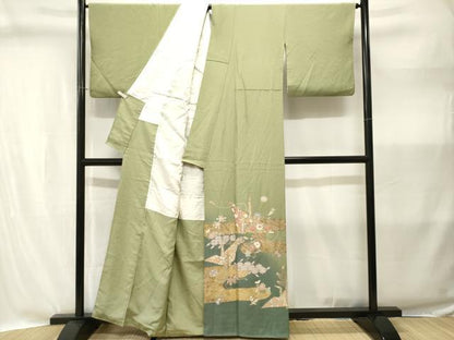 平和屋着物■訪問着　作家物　駒刺繍　折り鶴吉祥花文　金彩　正絹　逸品　CABI8310ev