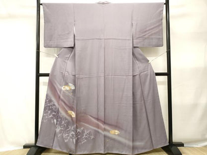 平和屋着物■訪問着　刺繍　地紙重ね芝草花文　暈し染め　金銀彩　正絹　逸品　CABI8311ev