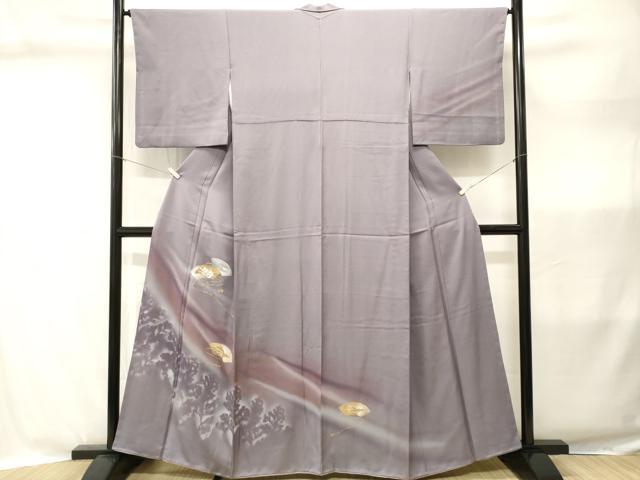 平和屋着物■訪問着　刺繍　地紙重ね芝草花文　暈し染め　金銀彩　正絹　逸品　CABI8311ev