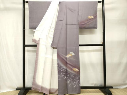 平和屋着物■訪問着　刺繍　地紙重ね芝草花文　暈し染め　金銀彩　正絹　逸品　CABI8311ev