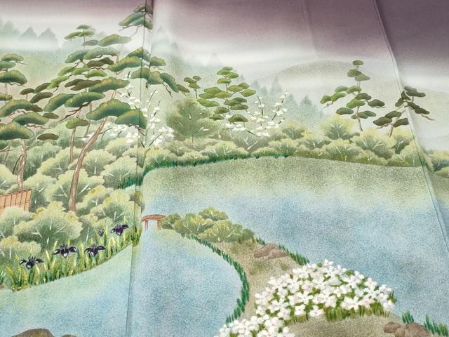 平和屋着物■訪問着　作家物　風景文　暈し染め　金彩　正絹　逸品　CABI8312ev
