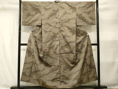 平和屋着物■上質な紬　草花文　正絹　逸品　CABI8313ev