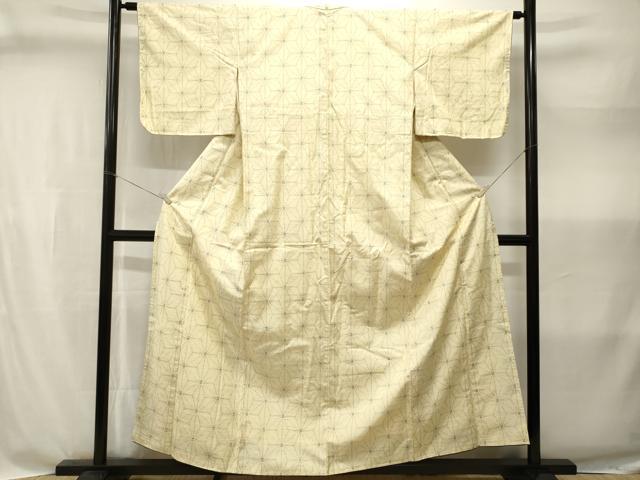 平和屋着物■上質な紬　麻の葉文様　正絹　逸品　CABI8315ev