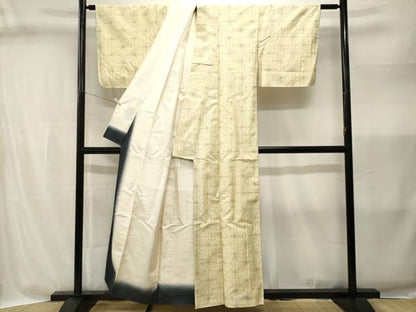 平和屋着物■上質な紬　麻の葉文様　正絹　逸品　CABI8315ev
