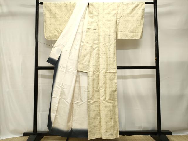 平和屋着物■上質な紬　麻の葉文様　正絹　逸品　CABI8315ev