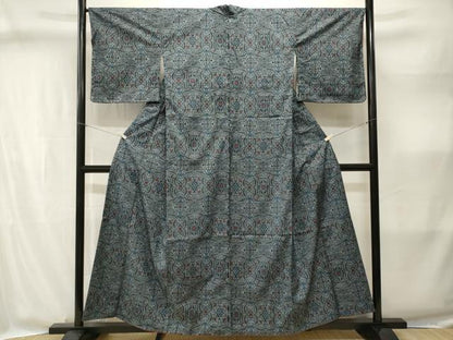 平和屋着物■上質な紬　幾何学文　正絹　逸品　CABI8318ev