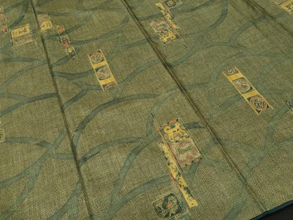 平和屋着物■本場染大島紬　色紙動物文　正絹　逸品　CABI8319ev