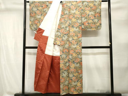 平和屋着物■上質な小紋　紬地　更紗枝花文　正絹　逸品　CABI8320ev
