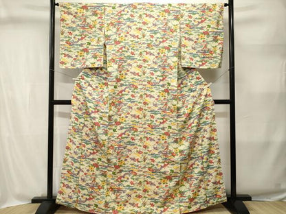 平和屋着物■上質な小紋　紬地　御所解文　飛鶴文　正絹　逸品　CABI8321ev