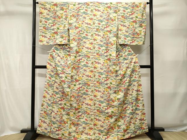 平和屋着物■上質な小紋　紬地　御所解文　飛鶴文　正絹　逸品　CABI8321ev