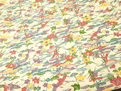 平和屋着物■上質な小紋　紬地　御所解文　飛鶴文　正絹　逸品　CABI8321ev